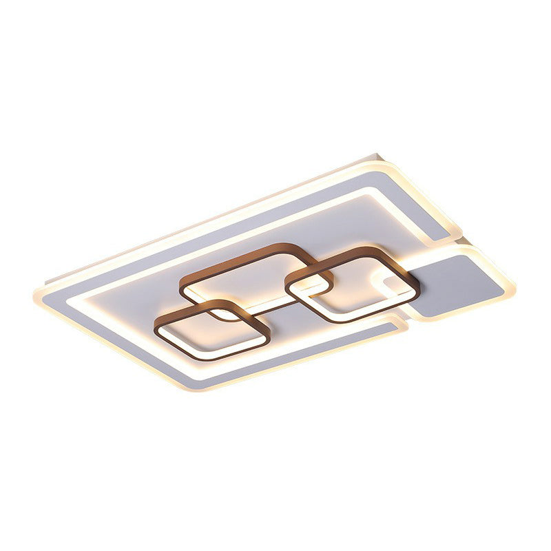 Nordic Geometrical LED Flush Mount Acrylic Living Room Flushmount Ceiling Light in Coffee Clearhalo 'Ceiling Lights' 'Close To Ceiling Lights' 'Close to ceiling' 'Flush mount' Lighting' 2217838