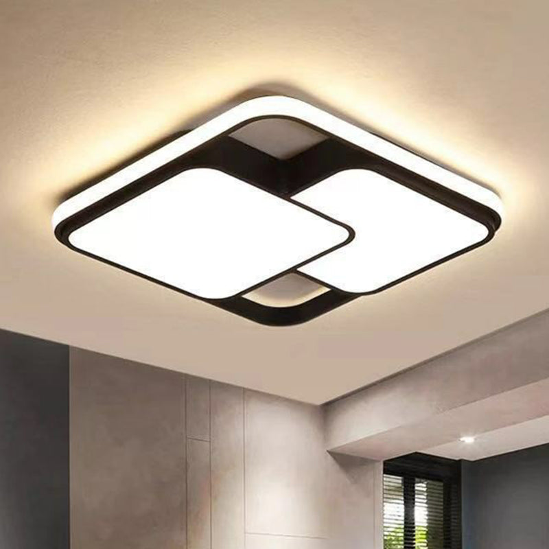 Splicing Square Bedroom LED Flush Mount Aluminum Modern Flushmount Ceiling Light in Black Clearhalo 'Ceiling Lights' 'Close To Ceiling Lights' 'Close to ceiling' 'Flush mount' Lighting' 2217927