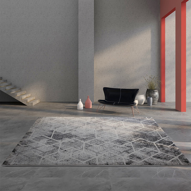 Designer Bedroom Rug Gray Abstract Printed Indoor Rug Cotton Blend Washable Anti-Slip Backing Area Carpet Grey Design 4 Clearhalo 'Area Rug' 'Rug' 2225359