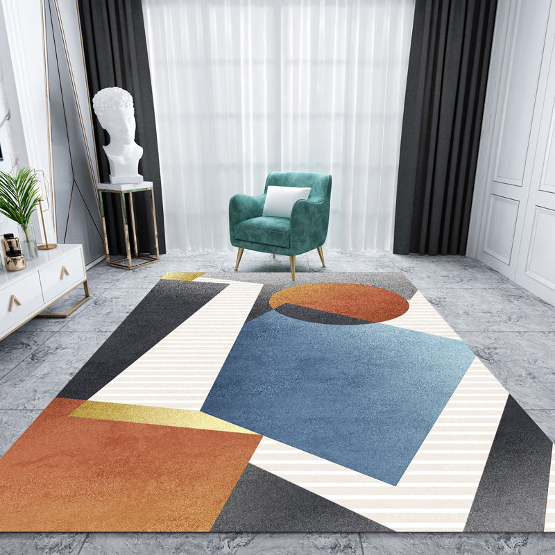 Casual Multi Color Colorblock Rug Polypropylene Nordic Indoor Rug Non-Slip Pet Friendly Carpet for Decor Dark Blue-White Clearhalo 'Area Rug' 'Rug' 2225658