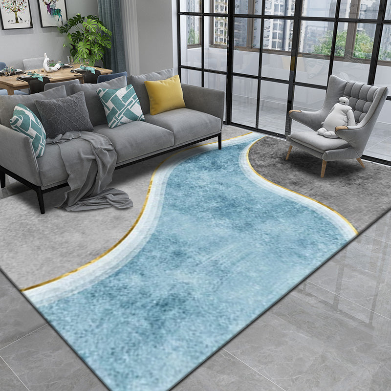 Multi Color Simple Rug Cotton Blend Geo Printed Area Rug Easy Care Anti-Slip Backing Carpet for Decoration Blue Clearhalo 'Area Rug' 'Modern' 'Rugs' Rug' 2226494