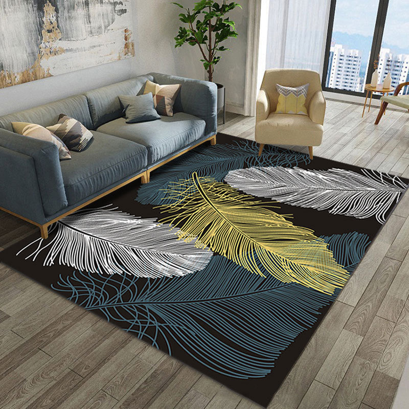 Luxe Living Room Rug Multi Color Plant Indoor Rug Synthetics Easy Care Machine Washable Carpet Navy Clearhalo 'Area Rug' 'Rug' 2227497