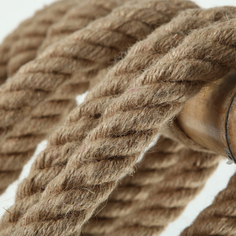 Industrial Dangling Pendant Light Hemp Rope Hanging Island Light with Bamboo Tube in Flaxen Clearhalo 'Ceiling Lights' 'Island Lights' Lighting' 2227678