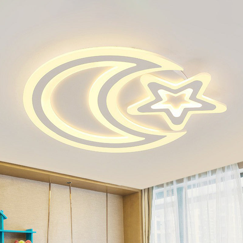 Ultra-Thin Acrylic Flush Mount Lighting Minimalist White LED Flush Mount Fixture for Kids Bedroom White Moon Clearhalo 'Ceiling Lights' 'Close To Ceiling Lights' 'Close to ceiling' 'Flush mount' Lighting' 2228045