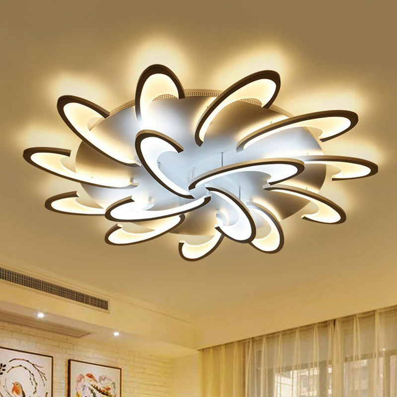 Windmill Acrylic LED Semi Flush Light Simplicity White Ceiling Flush Mount for Living Room 15 White Clearhalo 'Ceiling Lights' 'Close To Ceiling Lights' 'Close to ceiling' 'Semi-flushmount' Lighting' 2228453