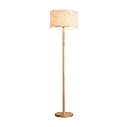 Simplicity Geometrical Floor Lamp Fabric 1-Light Study Room Standing Lighting in Wood Clearhalo 'Floor Lamps' 'Lamps' Lighting' 2228663