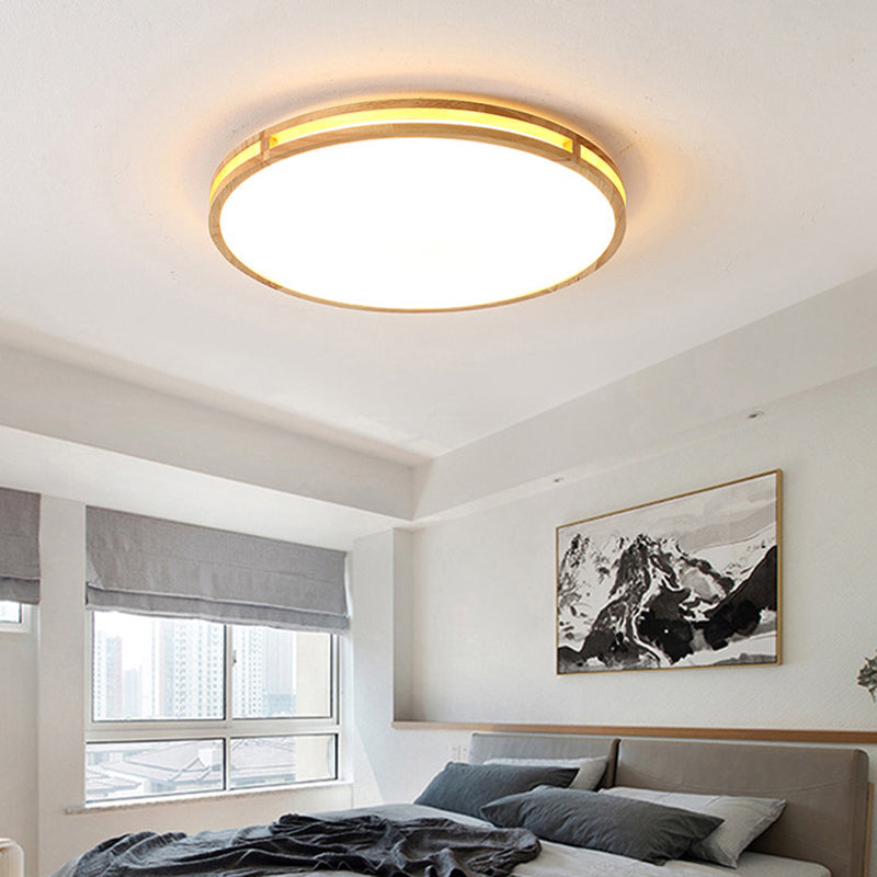 Circular Shaped Flush Mount Lighting Minimalist Wood Bedroom LED Flush Mount Fixture Clearhalo 'Ceiling Lights' 'Close To Ceiling Lights' 'Close to ceiling' 'Flush mount' Lighting' 2228783