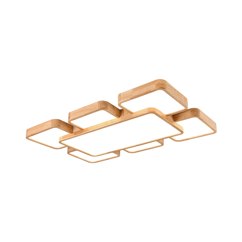 Minimalist Geometrical Flush Mount Lighting Wood Living Room LED Flush Mount Fixture Clearhalo 'Ceiling Lights' 'Close To Ceiling Lights' 'Close to ceiling' 'Flush mount' Lighting' 2235819