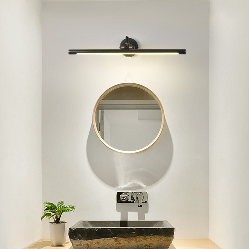 Rotatable Linear Vanity Mirror Light Metal Vintage Wall Mount Lighting in Antique Brass/Black, 14"/18"/23" W Black 29.5" Clearhalo 'Vanity Lights' 'Wall Lights' Lighting' 223619