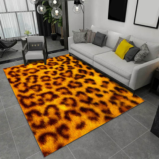 Modern Living Room Rug Multi Color Animal Fur Print Rug Polyster Easy Care Machine Washable Carpet Orange-Yellow Clearhalo 'Area Rug' 'Casual' 'Rugs' Rug' 2238310