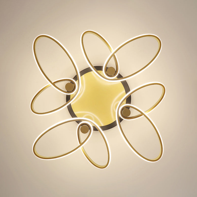 Butterfly LED Semi Flush Modern Acrylic Living Room Flush Ceiling Light Fixture in Gold Clearhalo 'Ceiling Lights' 'Close To Ceiling Lights' 'Close to ceiling' 'Semi-flushmount' Lighting' 2241197