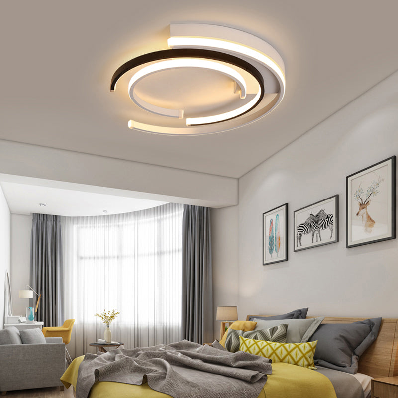 Modern Circular Flush Mount Lighting Acrylic Bedroom LED Flush Mount Fixture in Black and White Clearhalo 'Ceiling Lights' 'Close To Ceiling Lights' 'Close to ceiling' 'Flush mount' Lighting' 2241256