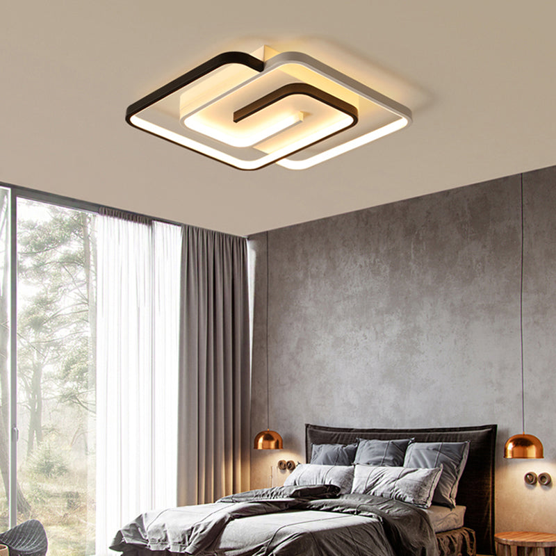 Acrylic Geometric Flush Light Modern Style Black and White LED Flush Ceiling Light Fixture Clearhalo 'Ceiling Lights' 'Close To Ceiling Lights' 'Close to ceiling' 'Flush mount' Lighting' 2241279