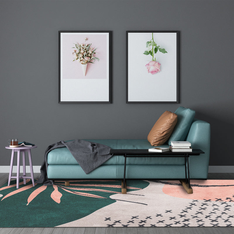 Morandi Color Novelty Rug Polyster Geometric Print Indoor Rug Non-Slip Pet Friendly Washable Carpet for Parlor Green Clearhalo 'Area Rug' 'Rug' 2242246