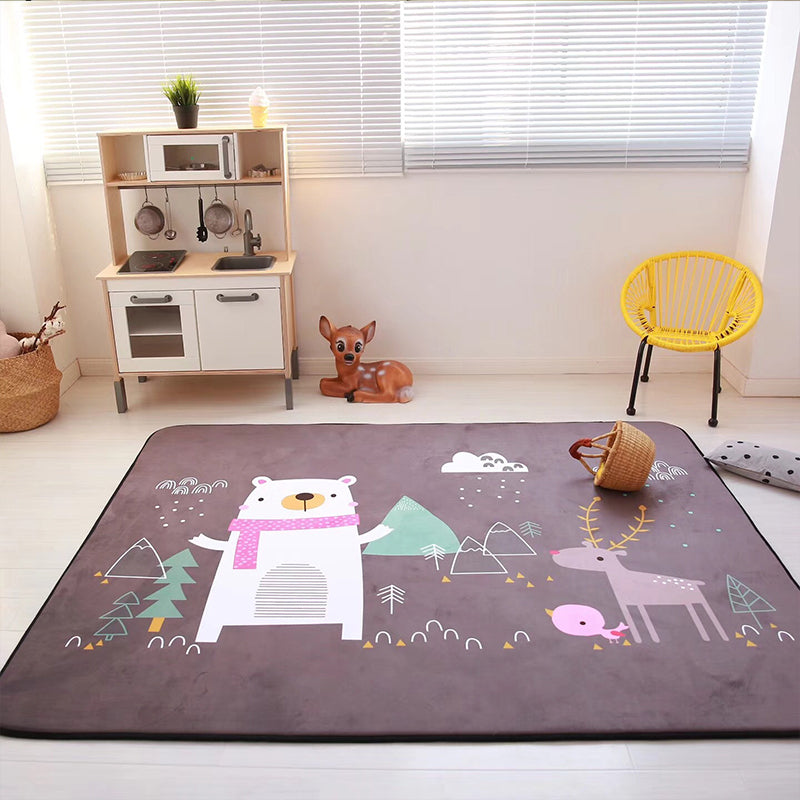 Multicolor Decoration Rug Creative Cartoon Print Carpet Polyster Non-Slip Backing Easy Care Rug Khaki 4'11" x 6'3" Clearhalo 'Area Rug' 'Rug' 2244966