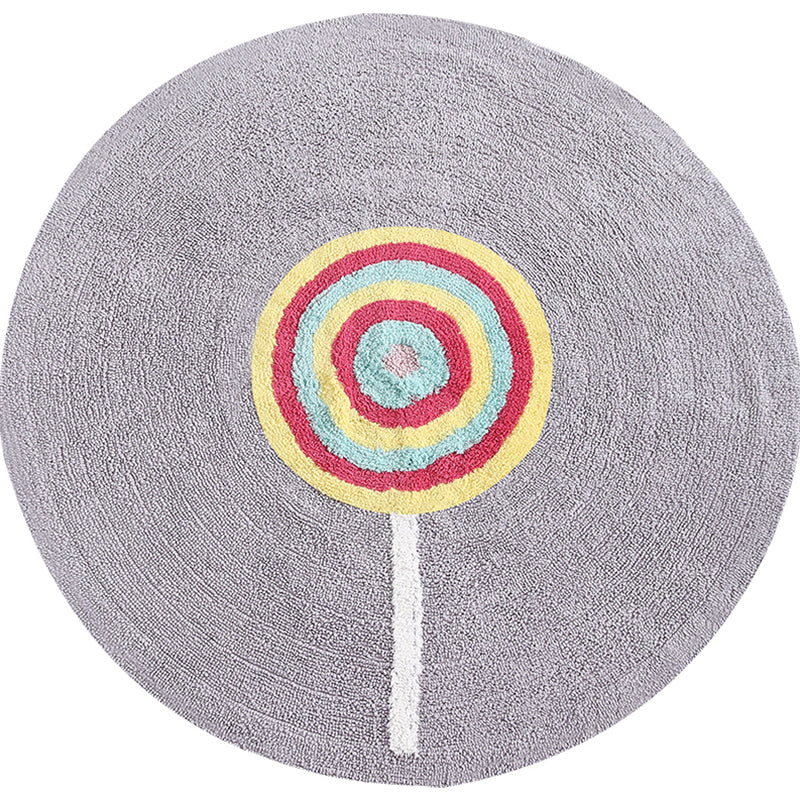 Multi Color Lollipop Print Rug Cotton Comfort Area Rug Pet Friendly Washable Easy Care Carpet for Kids Light Gray Clearhalo 'Area Rug' 'Rug' 2245399