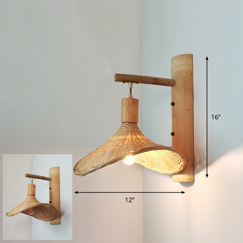 Handmade Wall Mount Light Modern Bamboo Single Wood Wall Light Fixture for Corridor Wood H Clearhalo 'Wall Lamps & Sconces' 'Wall Lights' Lighting' 2245491