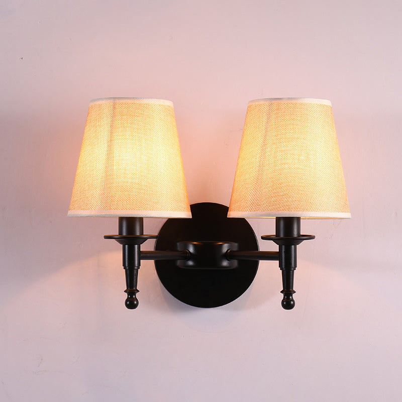 Bucket Shade Fabric Wall Lighting Fixture Vintage Style Corridor Wall Mounted Lamp 2.0 Yellow Clearhalo 'Wall Lamps & Sconces' 'Wall Lights' Lighting' 2246145