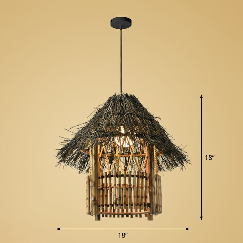 Bamboo Handmade Suspension Light Simplicity 1-Light Pendant Light Fixture in Wood Wood B Clearhalo 'Ceiling Lights' 'Pendant Lights' 'Pendants' Lighting' 2247015_d2c31d2a-3748-4d7a-befb-f81f904b5e44