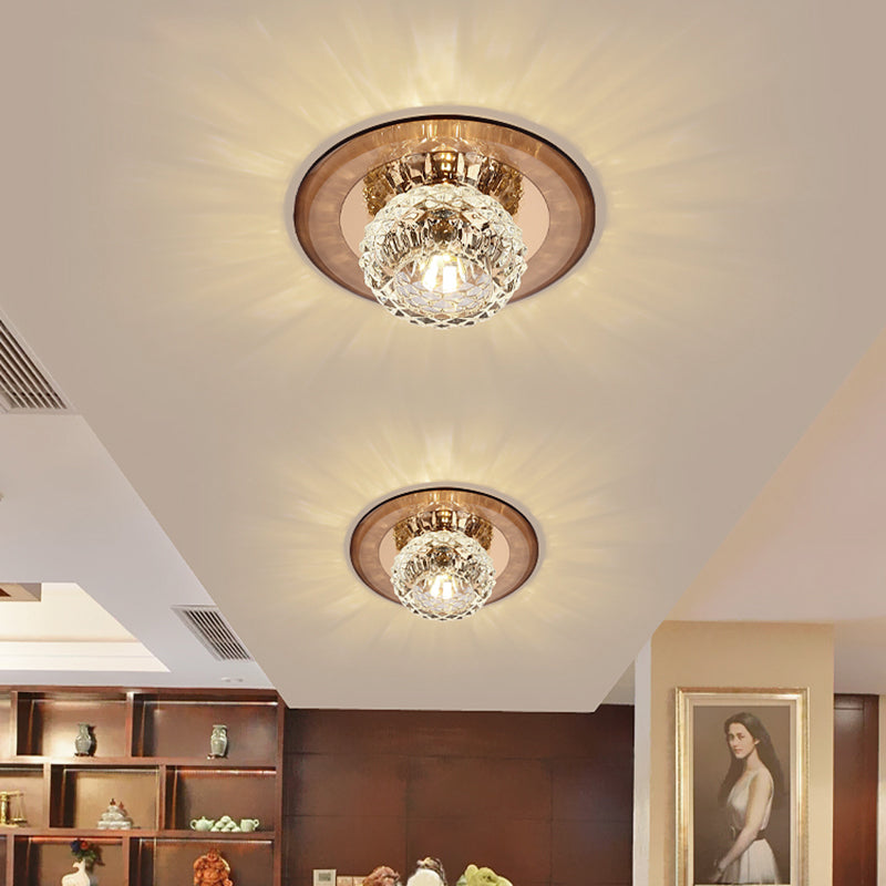 Bowl Shade Entryway LED Flush Mount Light Crystal Simplicity Flush Mount Ceiling Light Clearhalo 'Ceiling Lights' 'Close To Ceiling Lights' 'Close to ceiling' 'Flush mount' Lighting' 2247540