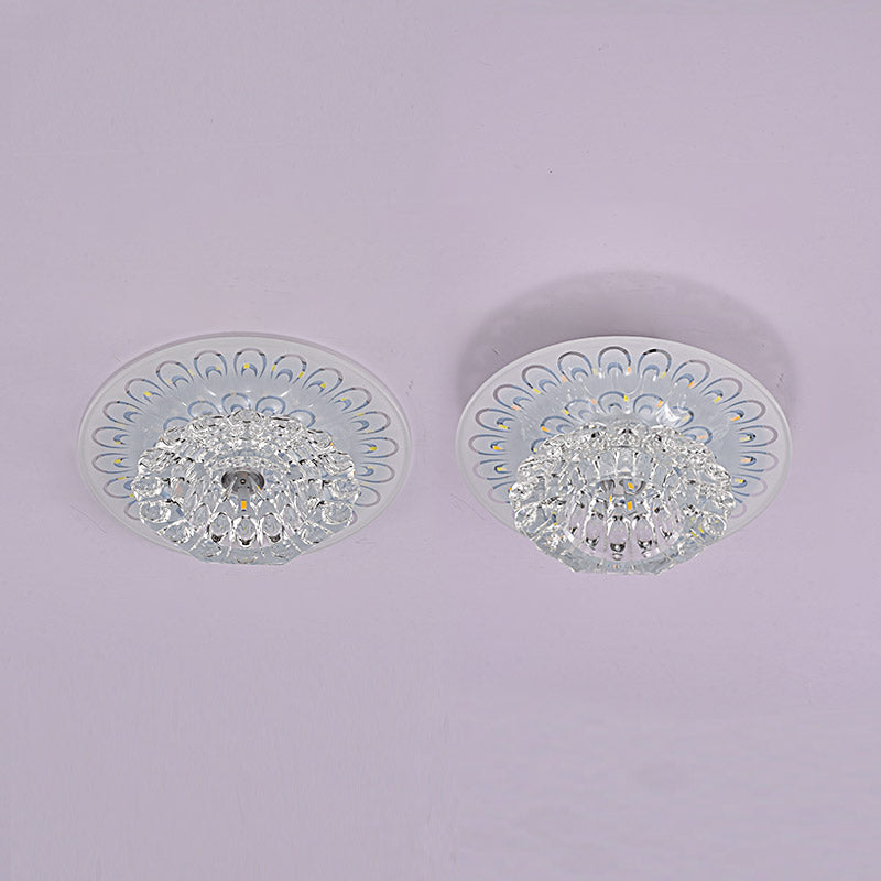 Floral Shade Crystal Flush Mount Lighting Minimalist Clear LED Flush Mount for Corridor Clearhalo 'Ceiling Lights' 'Close To Ceiling Lights' 'Close to ceiling' 'Flush mount' Lighting' 2247611