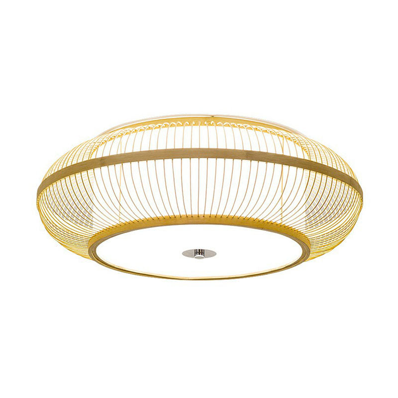 Lantern Bedroom Flush Mount Lighting Bamboo 1-Light Simplicity Flush Mount Ceiling Light in Wood Clearhalo 'Ceiling Lights' 'Close To Ceiling Lights' 'Close to ceiling' 'Flush mount' Lighting' 2248335