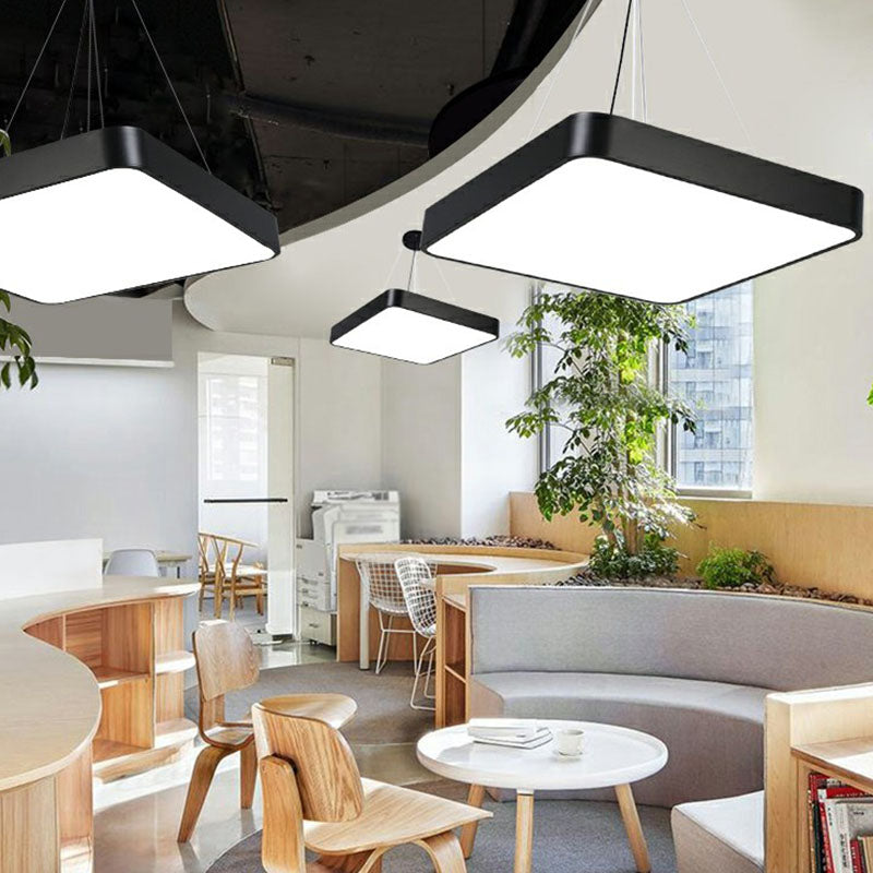 Square Chandelier Pendant Light Contemporary Acrylic Black LED Hanging Light for Office Clearhalo 'Ceiling Lights' 'Chandeliers' 'Modern Chandeliers' 'Modern' Lighting' 2252885