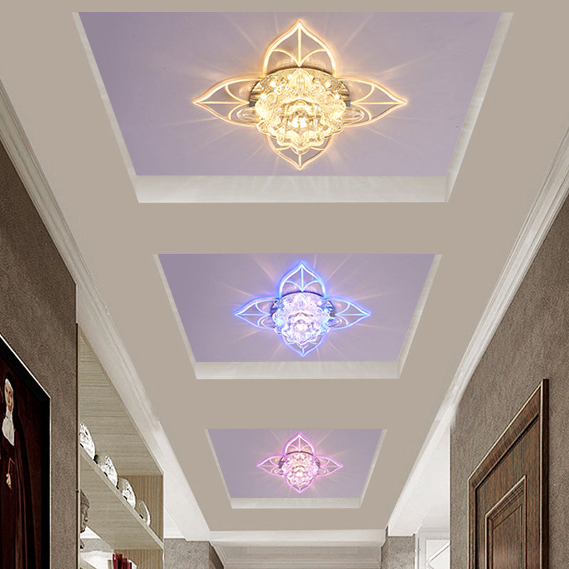 Blossom Crystal Flush Ceiling Light Contemporary Clear LED Flush Mount Lighting for Corridor Clearhalo 'Ceiling Lights' 'Close To Ceiling Lights' 'Close to ceiling' 'Flush mount' Lighting' 2253359