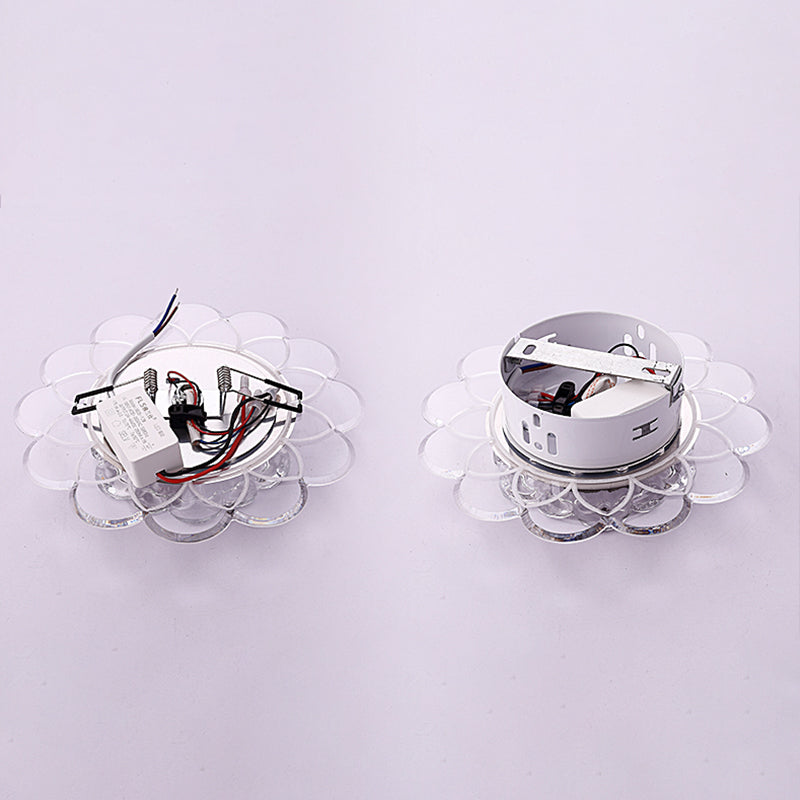 Contemporary Floral Flush Ceiling Light Crystal Entryway LED Flush Mount Lighting in Clear Clearhalo 'Ceiling Lights' 'Close To Ceiling Lights' 'Close to ceiling' 'Flush mount' Lighting' 2253487