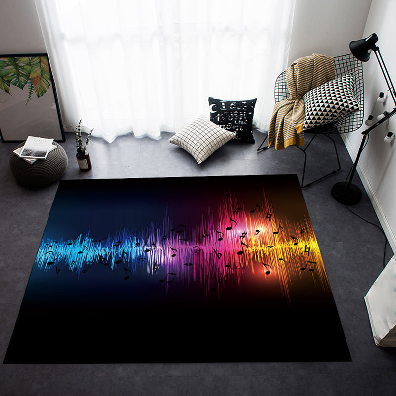 Multi-Colored Bedroom Rug Funky Music Printed Area Rug Polyster Anti-Slip Backing Pet Friendly Carpet Purple Clearhalo 'Area Rug' 'Rug' 2253703