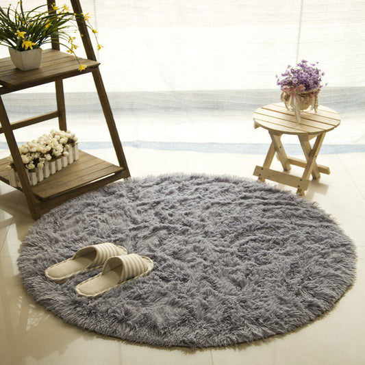 Modern Living Room Rug Multi Color Plain Carpet Faux Wool Machine Washable Indoor Rug Silver Gray Clearhalo 'Area Rug' 'Casual' 'Rugs' Rug' 2254173
