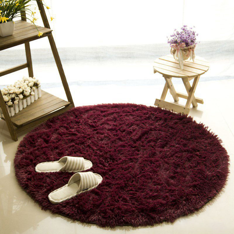 Modern Living Room Rug Multi Color Plain Carpet Faux Wool Machine Washable Indoor Rug Burgundy Clearhalo 'Area Rug' 'Casual' 'Rugs' Rug' 2254178