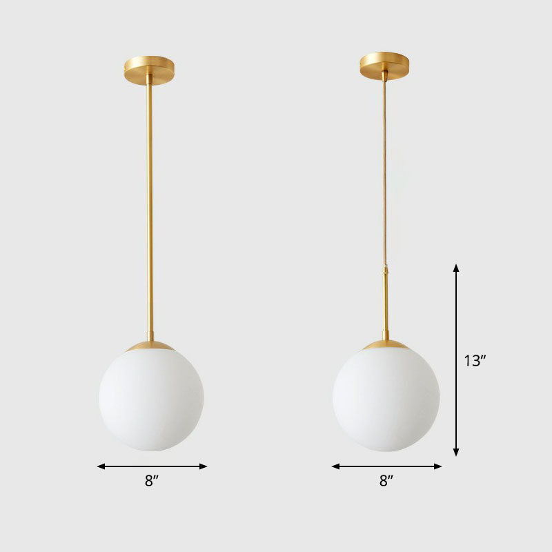 Globe Kitchen Pendant Lighting Cream Glass 1-Light Simplicity Hanging Light in Gold Clearhalo 'Ceiling Lights' 'Modern Pendants' 'Modern' 'Pendant Lights' 'Pendants' Lighting' 2254682