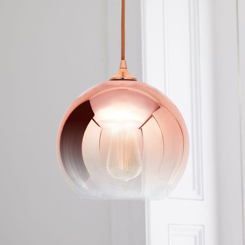 Gradient Glass Globe Hanging Light Post-Modern 1-Light Rose Gold Ceiling Pendant over Table Clearhalo 'Ceiling Lights' 'Modern Pendants' 'Modern' 'Pendant Lights' 'Pendants' Lighting' 2254941