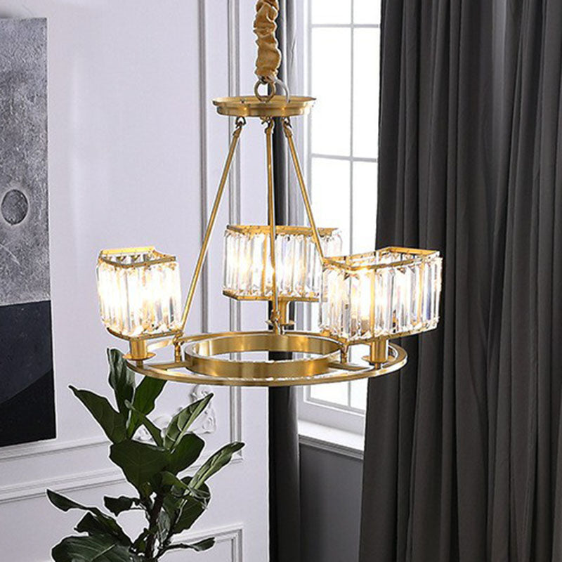 Round Chandelier Pendant Light Contemporary K9 Crystal Living Room Hanging Light in Gold Clearhalo 'Ceiling Lights' 'Chandeliers' 'Modern Chandeliers' 'Modern' Lighting' 2255638