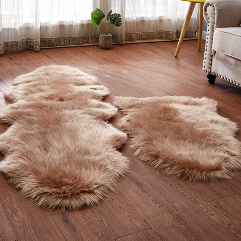 Cute Multicolor Casual Rug Fluffy Solid Color Carpet Machine Washable Pet-Friendly Non-Slip Rug for Girls Room Khaki Clearhalo 'Area Rug' 'Casual' 'Rugs' Rug' 2256575