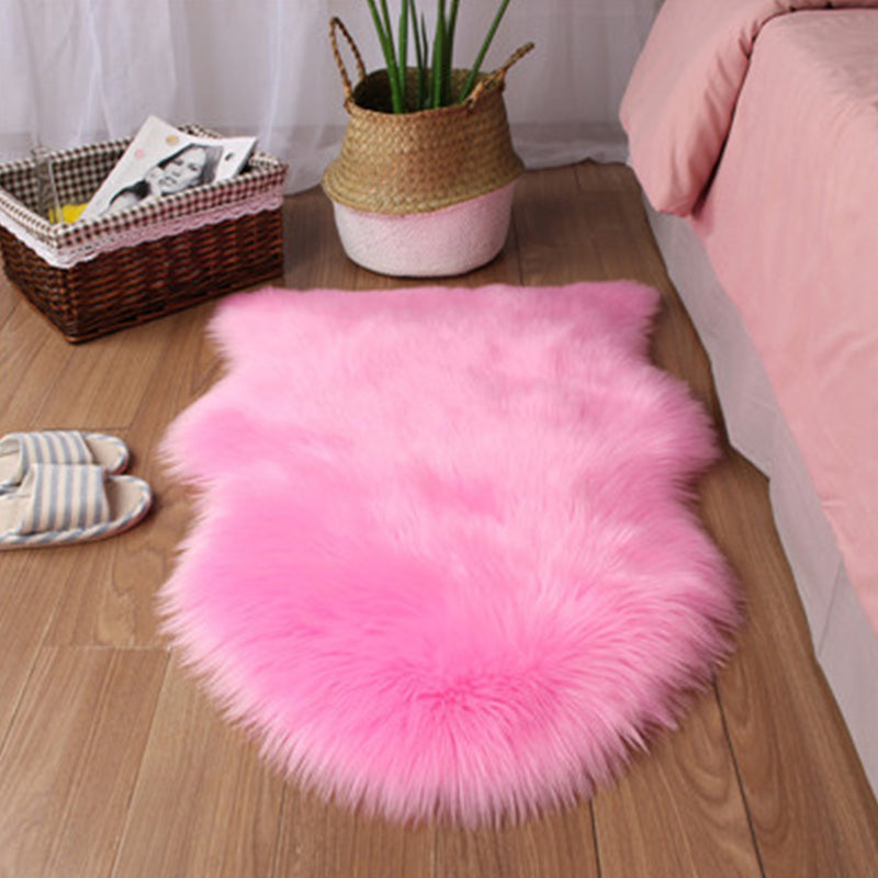 Cute Multicolor Casual Rug Fluffy Solid Color Carpet Machine Washable Pet-Friendly Non-Slip Rug for Girls Room Rose Pink Clearhalo 'Area Rug' 'Casual' 'Rugs' Rug' 2256579