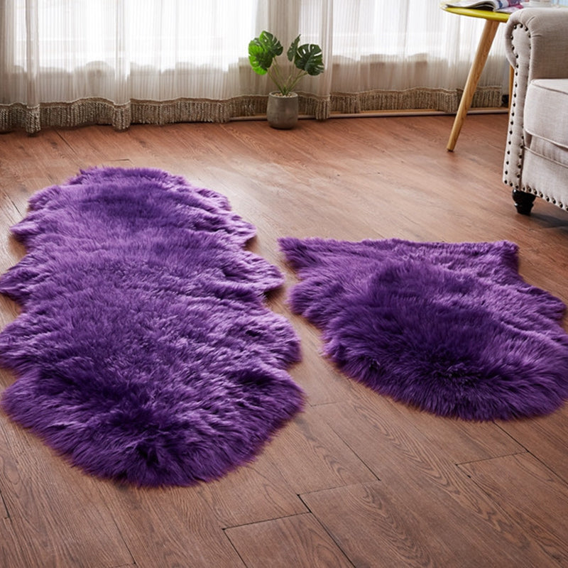 Cute Multicolor Casual Rug Fluffy Solid Color Carpet Machine Washable Pet-Friendly Non-Slip Rug for Girls Room Purple Clearhalo 'Area Rug' 'Casual' 'Rugs' Rug' 2256580