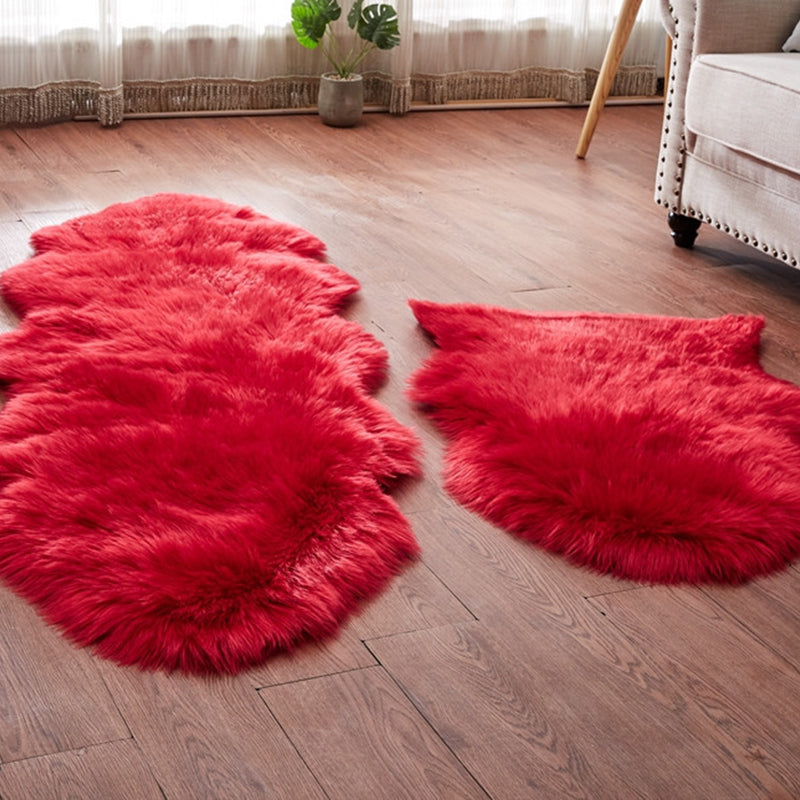 Cute Multicolor Casual Rug Fluffy Solid Color Carpet Machine Washable Pet-Friendly Non-Slip Rug for Girls Room Red Clearhalo 'Area Rug' 'Casual' 'Rugs' Rug' 2256582