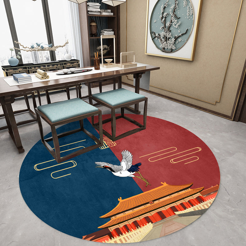 Luxe Oriental Area Rug Multi Color Animal Print Rug Anti-Slip Machine Washable Indoor Rug for Study Dark Blue Clearhalo 'Area Rug' 'Rug' 2257055