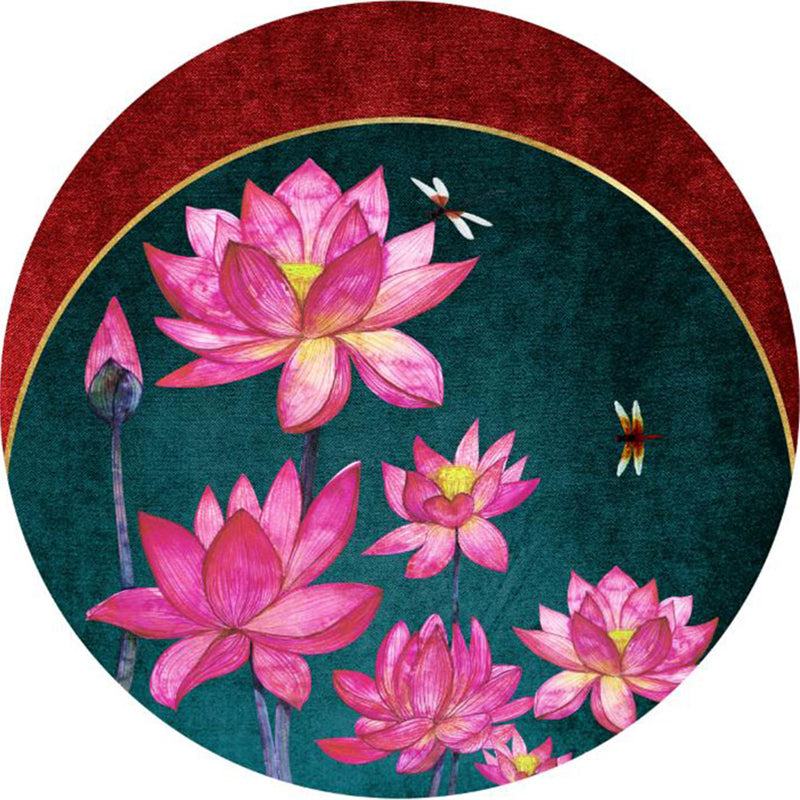 Chinese Drawing Room Rug Multi Color Print Rug Synthetics Machine Washable Anti-Slip Backing Stain Resistant Rug Pink Clearhalo 'Area Rug' 'Rug' 2257117