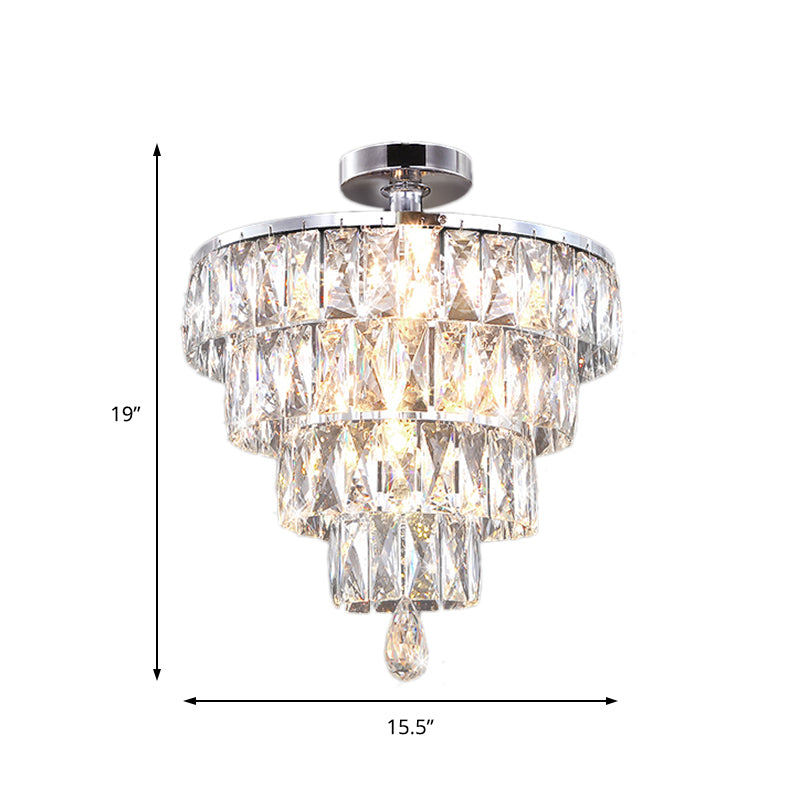 Droplets Ceiling Flush Mount Modernist Crystal 5 Lights Bedroom Flush Ceiling Light in Chrome Clearhalo 'Ceiling Lights' 'Close To Ceiling Lights' 'Close to ceiling' 'Flush mount' Lighting' 225731