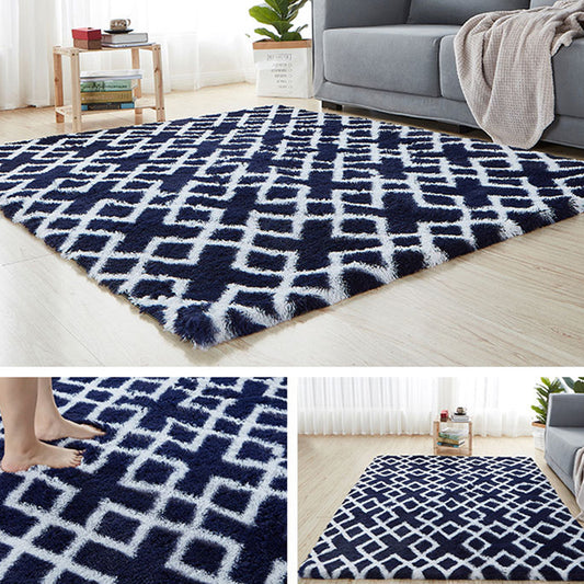 Comfy Trellis Print Rug Multicolor Contemporary Carpet Faux Wool Machine Washable Anti-Slip Backing Pet Friendly Rug for Room Navy Clearhalo 'Area Rug' 'Casual' 'Rugs' Rug' 2257556