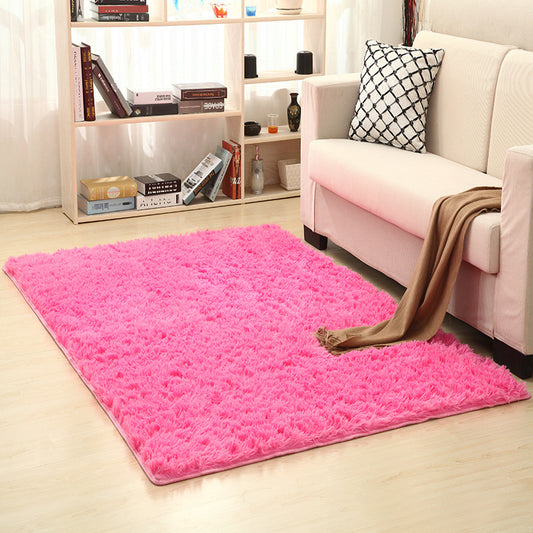 Rug Faux Wool Solid Color Rug Anti-Slip Backing Washable Rug for Home Rose Red Clearhalo 'Area Rug' 'Casual' 'Rugs' Rug' 2257573