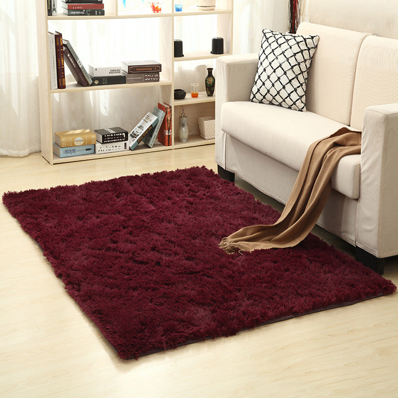 Rug Faux Wool Solid Color Rug Anti-Slip Backing Washable Rug for Home Burgundy Clearhalo 'Area Rug' 'Casual' 'Rugs' Rug' 2257574