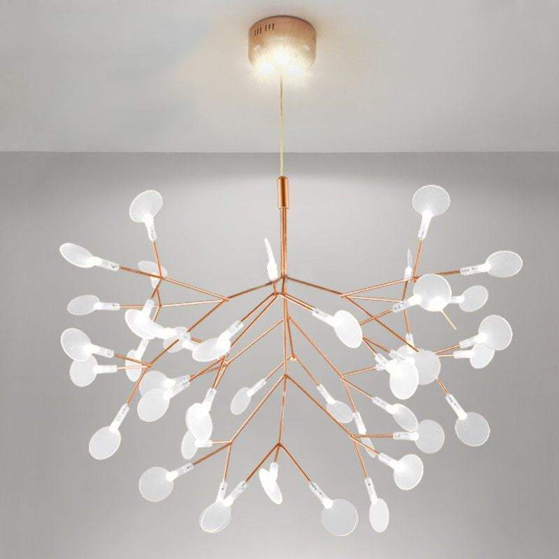 Minimal Leaf-Shaped Pendulum Light Acrylic Living Room LED Ceiling Chandelier in Gold 63 Gold Clearhalo 'Ceiling Lights' 'Chandeliers' 'Modern Chandeliers' 'Modern' Lighting' 2261395