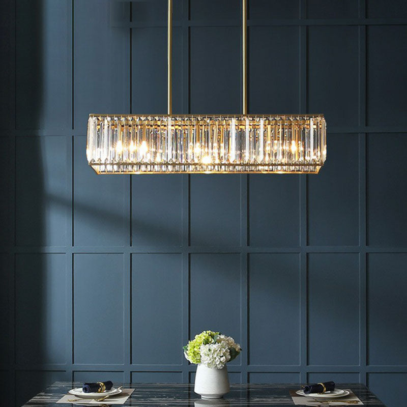 Tri-Prism Crystal Rectangle Island Light Fixture Modern Style Gold Ceiling Pendant Light Clearhalo 'Ceiling Lights' 'Island Lights' Lighting' 2265755