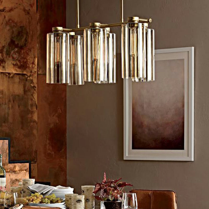 Tubular Island Ceiling Light Post-Modern Glass Dining Room Suspension Pendant Light Clearhalo 'Ceiling Lights' 'Island Lights' Lighting' 2265978
