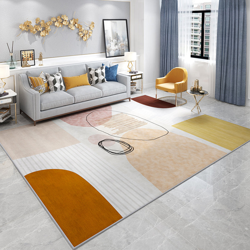 Fancy Color Block Indoor Rug Multi-Color Minimalist Rug Polyester Pet Friendly Anti-Slip Backing Washable Carpet for Room Light Yellow Clearhalo 'Area Rug' 'Rug' 2266913