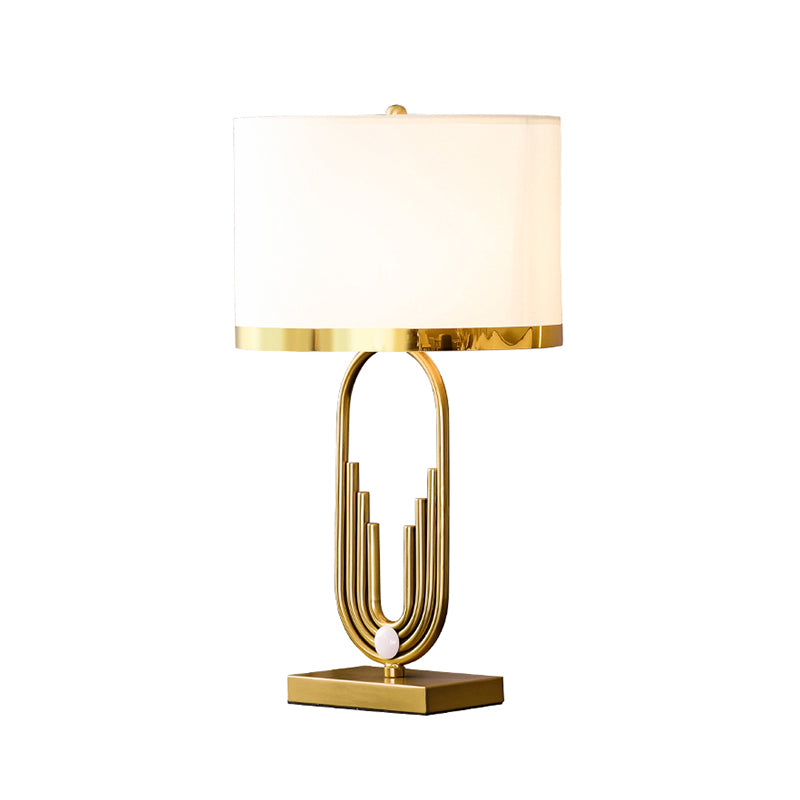 Fabric Drum Shade Table Lighting Ideas Minimalism 1-Light Living Room Nightstand Lamp Clearhalo 'Lamps' 'Table Lamps' Lighting' 2268012